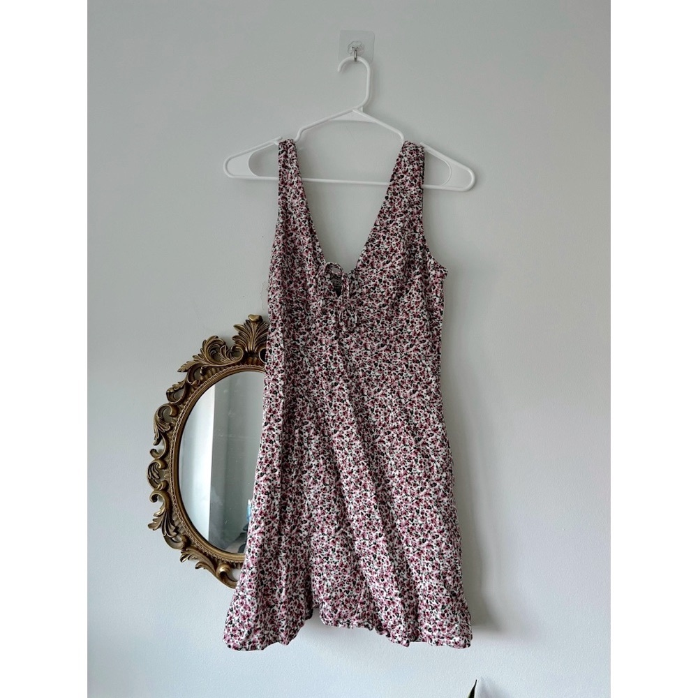 Zara Pink Floral Linen Mini Dress Sz XS